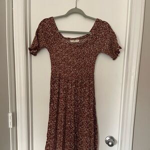 NATURAL LIFE Floral Brown Midi Dress